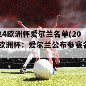 2024欧洲杯爱尔兰名单(2024欧洲杯：爱尔兰公布参赛名单)